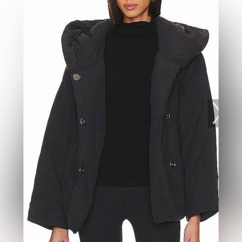 Free People Black Oversized Hooded Puffer Jacket